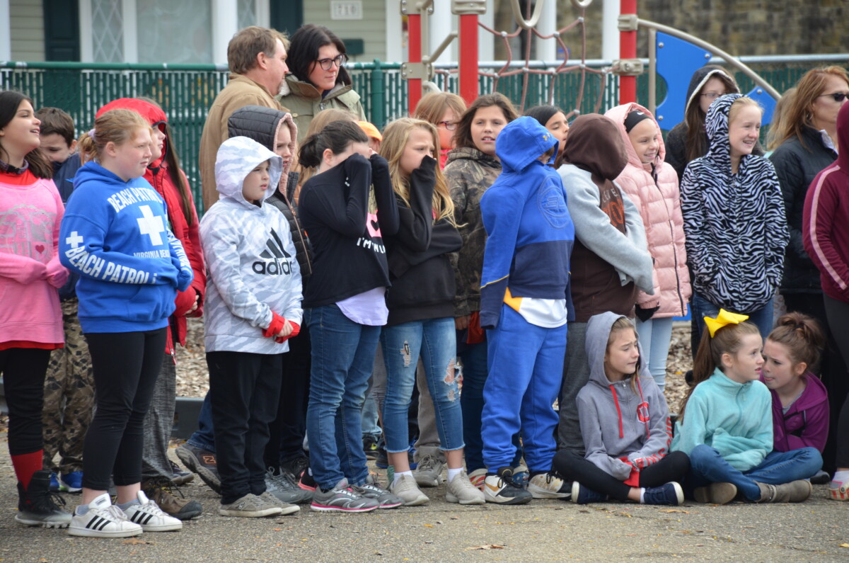 Central students watching pumpkin drop